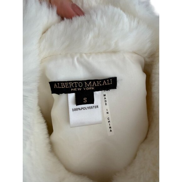 ALBERTO MAKALI Vintage White Synthetic Fur Bolero Shrug Size Small - Picture 7 of 7